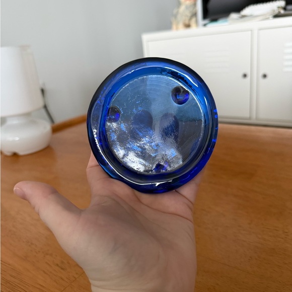 Circular Cobalt Blue Glass Vintage Trinket Dish Tealight Holder - Picture 9 of 10